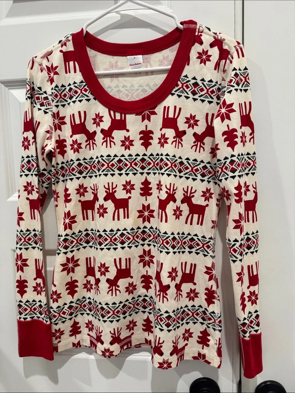 Hanna Andersson Women’s Adult Holiday Pajama Set Top & Pants Deer Dear Medium